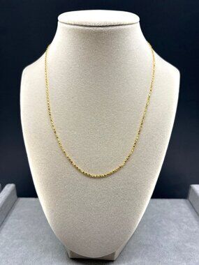18K Yellow Gold Plated 990 Silver 1.2mm Star Bead Chain Necklace 45cm 2.07g